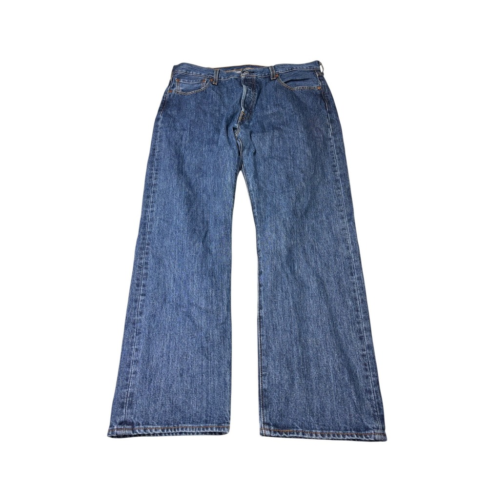 Levis 501 Original Fit Jeans Mens W36 L30 Medium Wash Blue Denim Button Fly